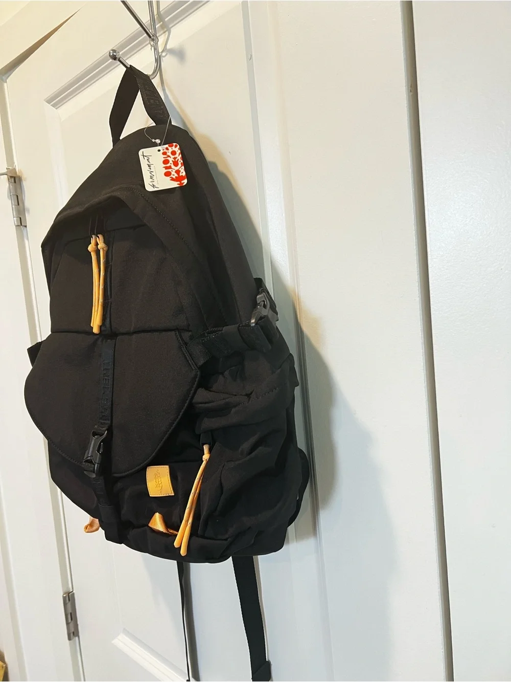 Free People Black Canvas Backpack with Tan Accents